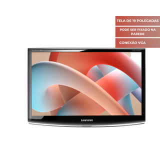Monitor 19" Samsung Widescreen VGA Bivolt para Parede Suporte VESA 75 x 75 mm - Com Garantia