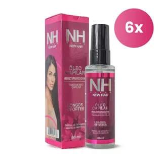 Kit  6 Óleo Multifuncional 60ml Tratamento Capilar Fios mais Longos e Fortes New Hair Belkit em Oferta na Shopee