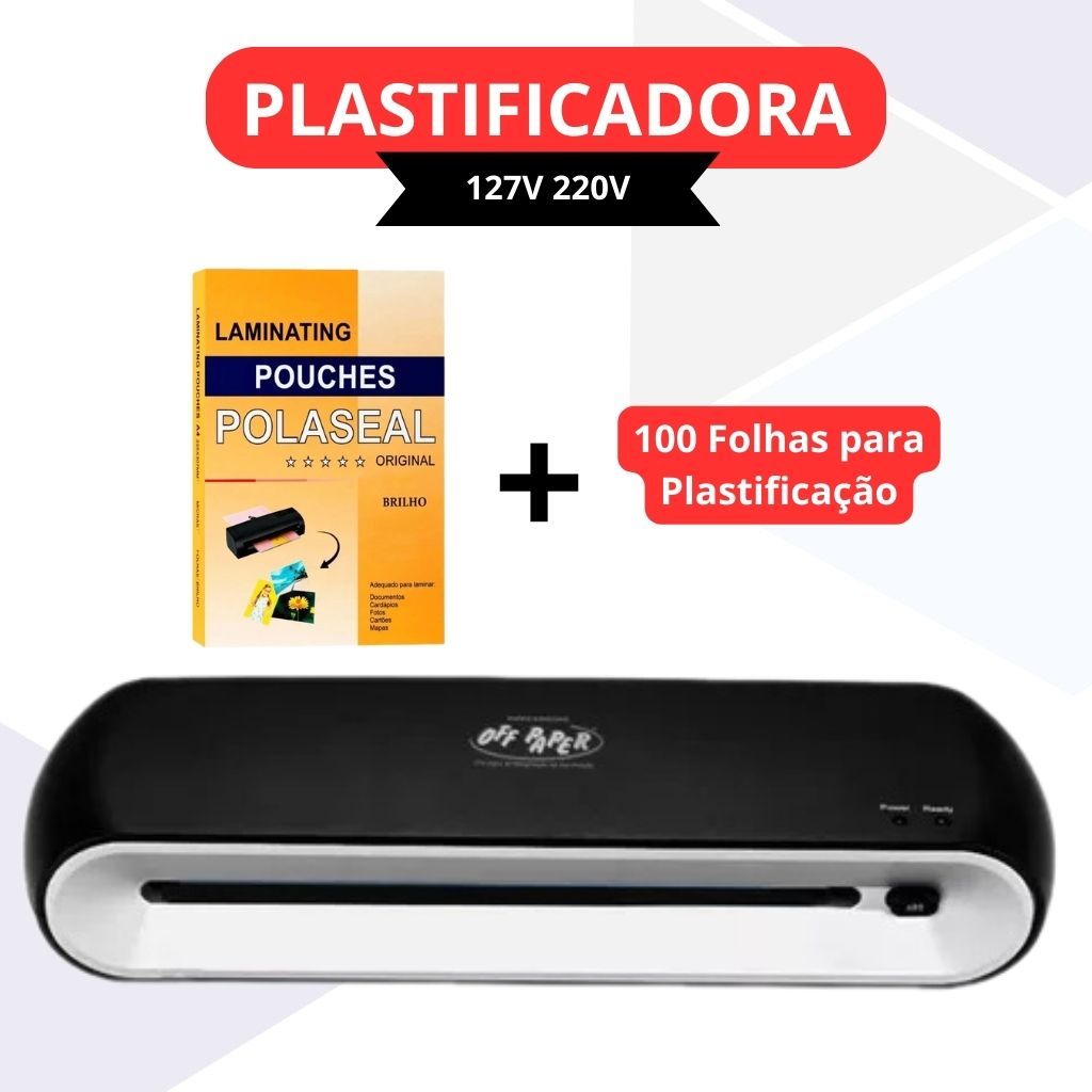 Kit Plastificadora e Laminadora A4 + 100 Folhas de Plástico para ...