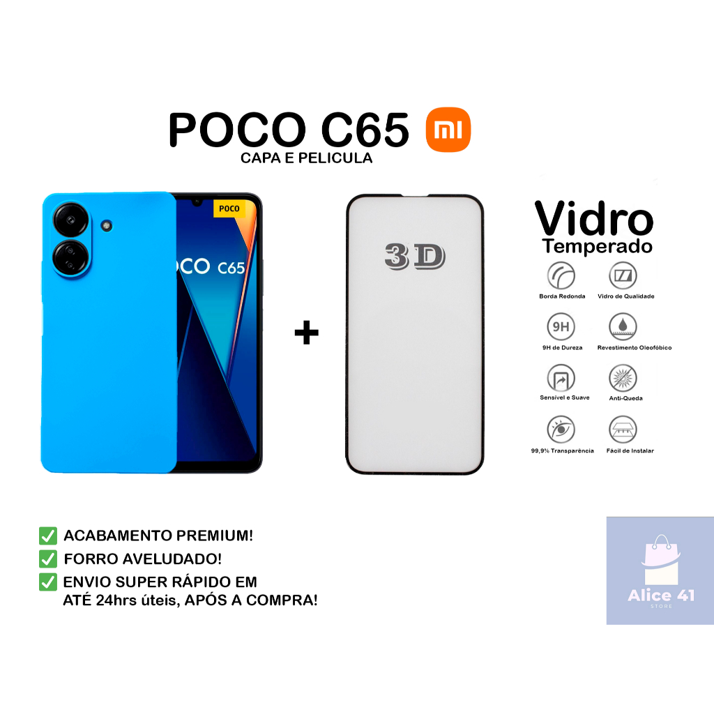 Capa Capinha Aveludada Para Poco C65 + Película 3D