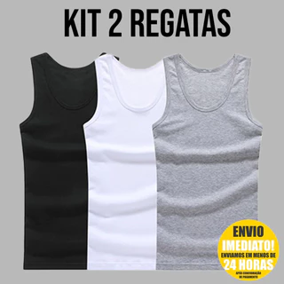 Kit 2 Regatas Basicas Americana Premium Masculina Canelada Modelo Americano Ribana Justa