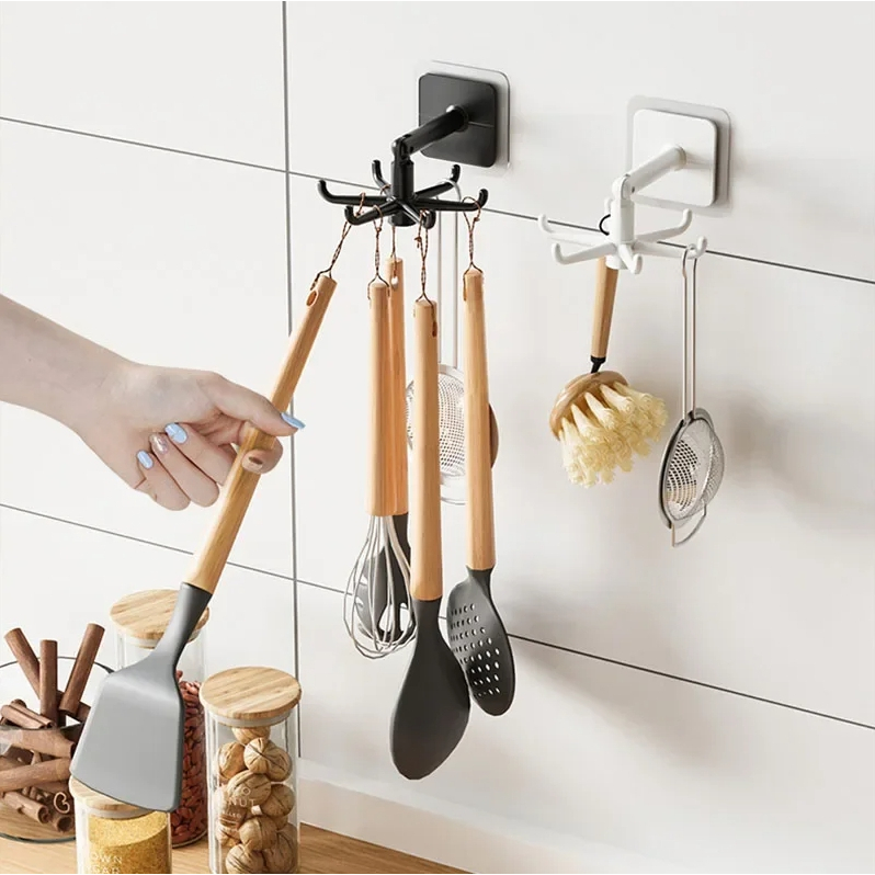 Gancho Rotatório Adesivo – Kit 4 Ganchos para Organizar Sua Cozinha ...
