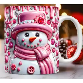 Caneca Natal Papai Noel Presente Natalino Enfeite Ceia Boneco de Neve Efeito 3D 325ml