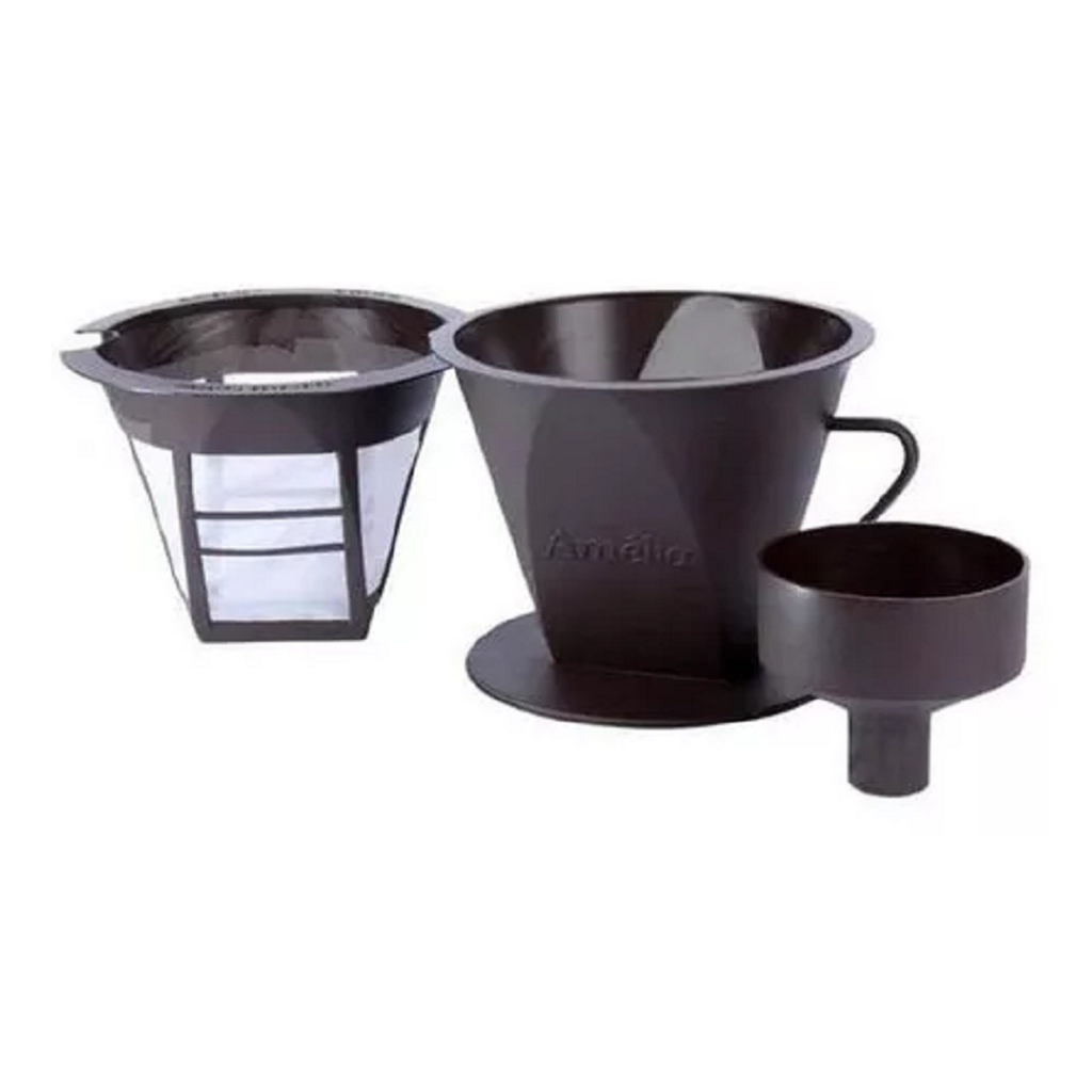 kit 3 em 1 Coador e Filtro Permanente Café Amélia