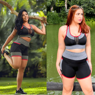 Kit Premium: 3 Conjuntos Fitness short e top Suplex Conforto, Estilo e Performance para Seu Treino