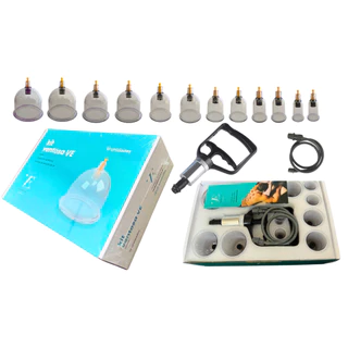 Kit Ventosas Completas 12 Copos + Mangueira Extensora Ventosaterpia C / Anvisa