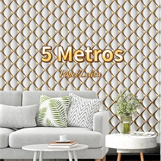 Papel de Parede 3D Rede Dourado 5 METROS x 45CM Adesivo Autocolante para Sala, Quarto