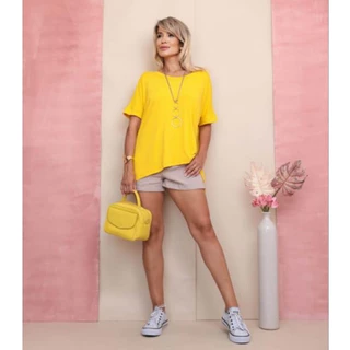 Blusa Soltinha Feminina Moda Conforto Pontas Com Manga Catarina Ampla