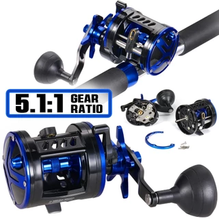 Sougayilang 3 + 1 BB Drum Fishing Reel Com Contador 5.1 : 1 Carretel De Tambor Pesca De Alta Velocidade Relação De Engre