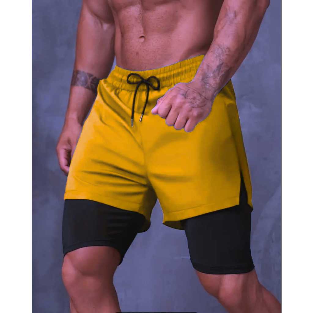 Short Masculina 2 em 1 Bermuda Academia e Treino