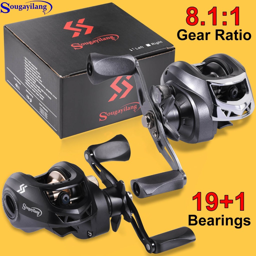 Carretel de pesca Sougayilang Baitcasting 19+1BB Carretel de pesca de metal 8.1:1 Alta velocidade Arrasto máximo 10 kg