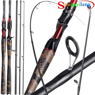 Vara de pesca de fundição Sougayilang 4 seções 1,98 m 2,1 m Vara de pesca pode levantar 10 kg Cabo de padrão de cobra Super forte