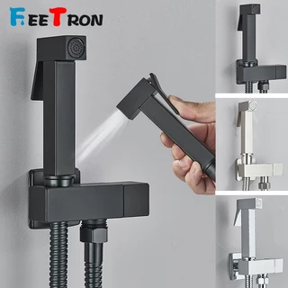 Ducha Higiênica Quadrada Super Luxo Metal Completa Lavabo Para Água Fria Parede
