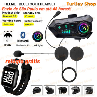 Fone De Ouvido Bluetooth 5.3 Capacete Sem Fio Kit De Telefone Mãos-Livres Para Motocicleta À Prova D