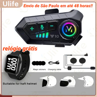 Y10 Fone De Capacete Com Luz Ambiente Bluetooth 5.3 Para Capacete Ipx6 À Prova D