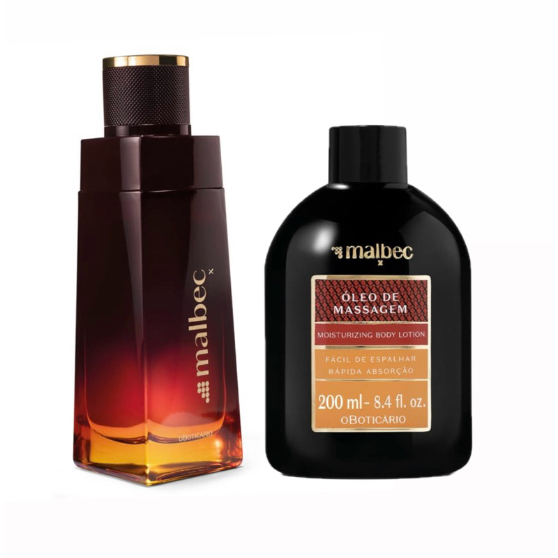 Kit Malbec X: Desodorante Colônia 100ml + Óleo de Massagem 200ml
