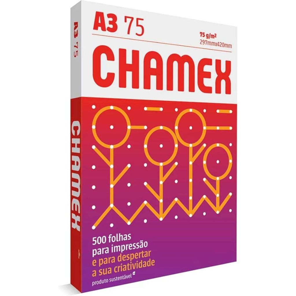 Papel Sulfite A3 Chamex 500 folhas 75g Branca 297 x 420 mm
