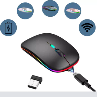Mouse Led Rgb Sem Fio, Bluetooth E Wireless Recarregável