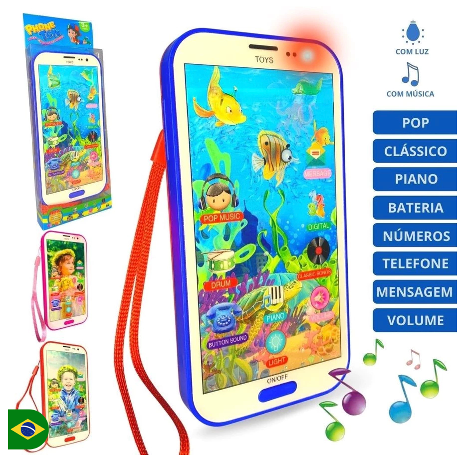 Brinquedo Celular Infantil Musical Sons Com imagem 3D Smartphone Para ...