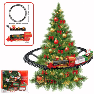 Trem trenzinho locomotiva natalino para árvore de natal musical luz led