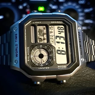 Relógio Digital AE-1200WH Masculino Tecnet Original Aço Inoxidável com luz, Alarme e Cronômetro