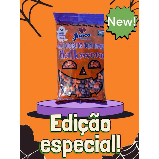 Mini Bala de Coco Tubete 400g Junco Halloween Para Decoração