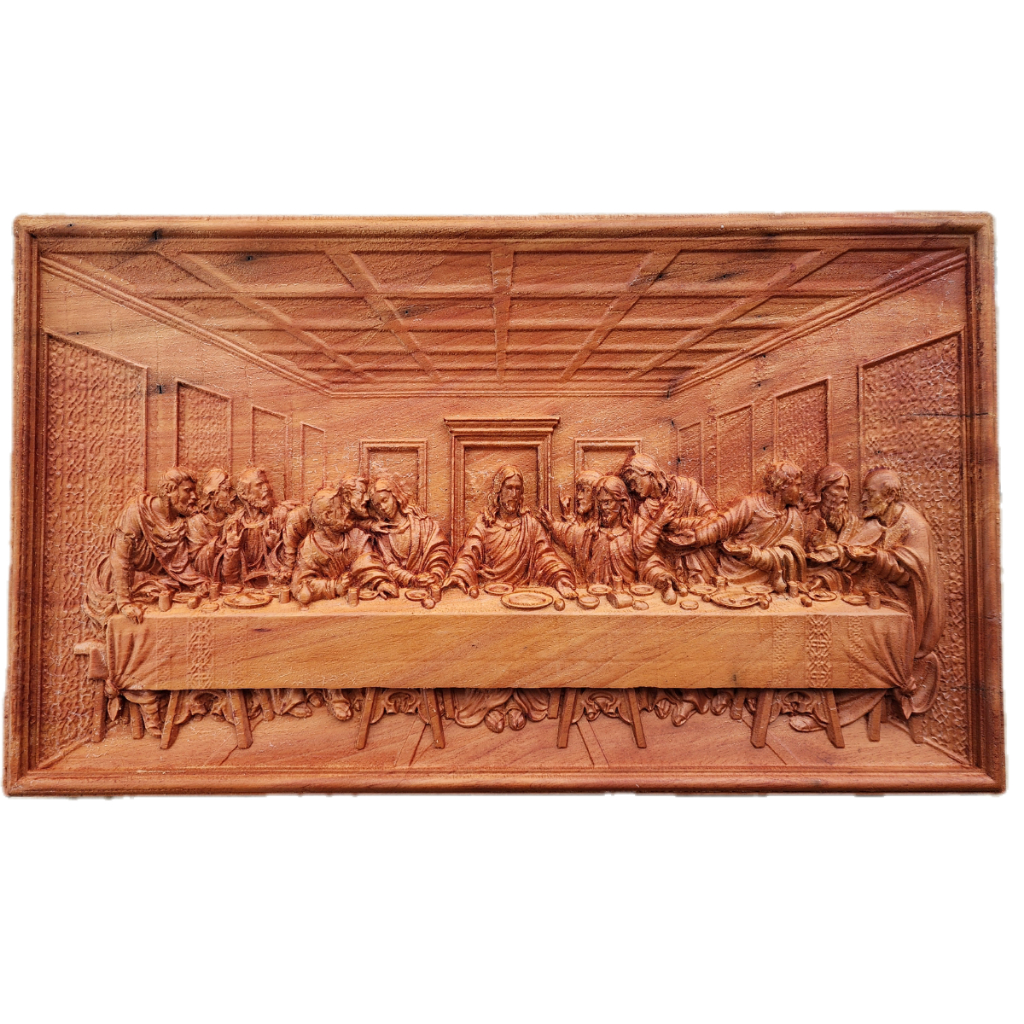 Quadro Santa Ceia em Madeira em Relevo 3D