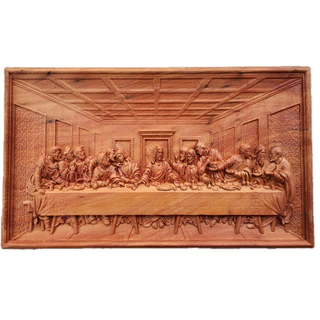 Quadro Santa Ceia em Madeira em Relevo 3D