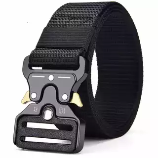 Cinto Tático Largo Masculino Militar PRETO Nylon Fivela Liga de Zinco e Engate Rápido