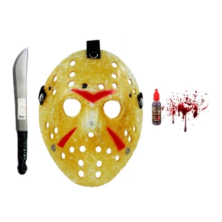 Mascara Facão Sangue Artificial Jason Sexta Feira 13 freddy Terror Halloween Fantasia Festa