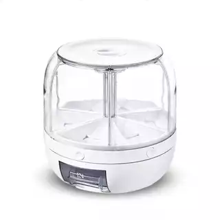 Pote dispenser de arroz, feijão e cereias giratório com 6 divisórias