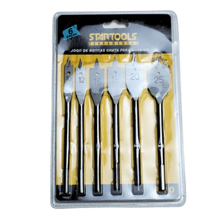 Kit De Brocas Chata Para Madeira Com 6 Peças