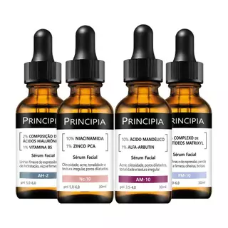 Kit 4 Séruns Principia Niacinamida + Hialurônicos + Peptídeos + Mandélico em Oferta na Shopee