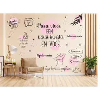Adesivo de Parede Decorativo Studio Frase Para Viver Bem Basta Investir em Você Depilação