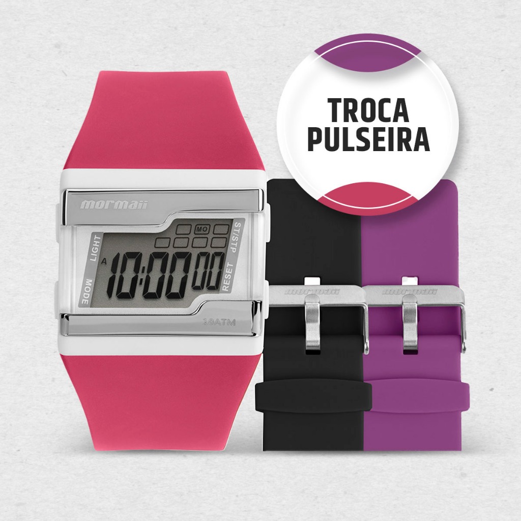 Relógio Digital Feminino Troca a Pulseira Kit com 3 Pulseiras à