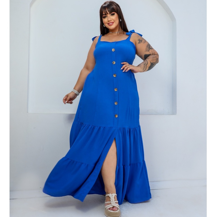 Vestido Longo Plus Size De Alça