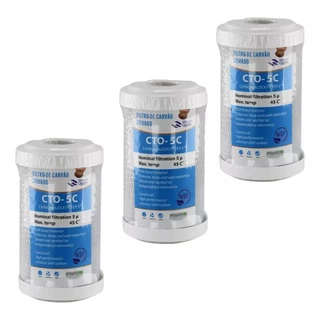 3 Refil Para Filtro 5 Carbon Block Carvão Ativado