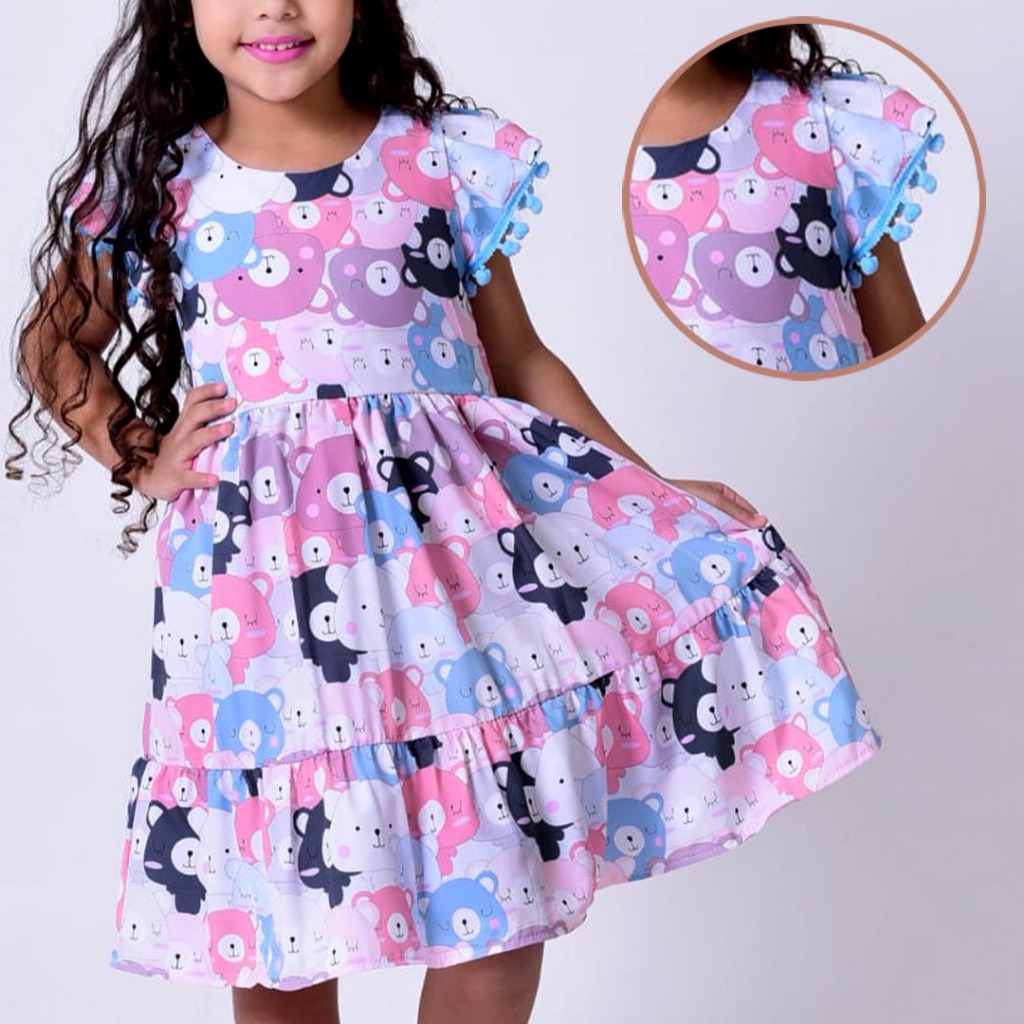 Vestido Infantil Menina Colorido Luxo Estampado | Shopee Brasil