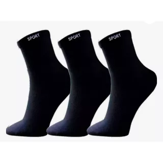 Meia preta Masculina kit 12 pares SPORT algodão grossa alta qualidade cano alto