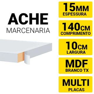 Prateleira Lisa Mdf 15mm Branco Tx 140x10cm com acabamento nao acompanha suporte invisivel + Embalagem Reforçada