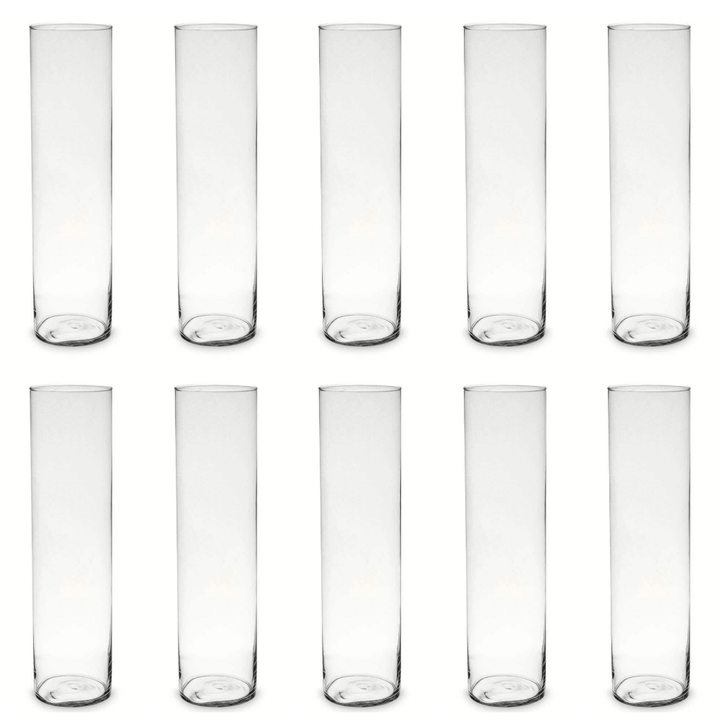 Kit C/ 10 Vasos Tubo De Vidro Transparente Cilindro 18x8cm