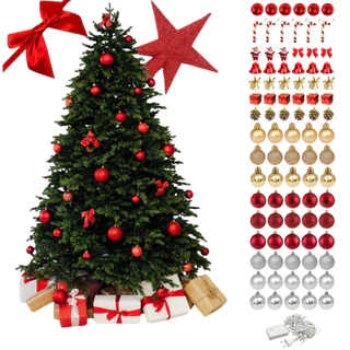 Árvore Natal Enfeitada 150cm 450 Galhos Pinheiro Luxo Cheia