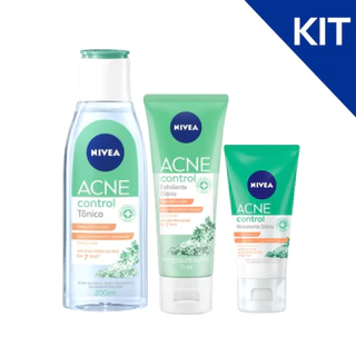 KIT NIVEA ACNE CONTROL Tônico Facial 200ml + Esfoliante Facial 75ml + Hidratante Facial 50ml