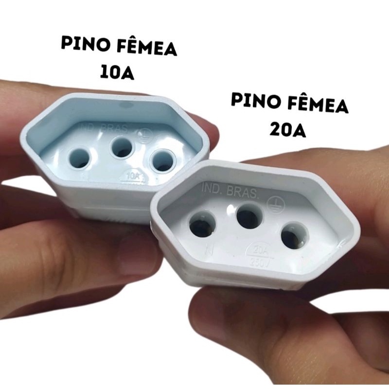 KIT 25 UN Plug Pino Fêmea para Extensão Elétrica 10A ou 20A Reforçado