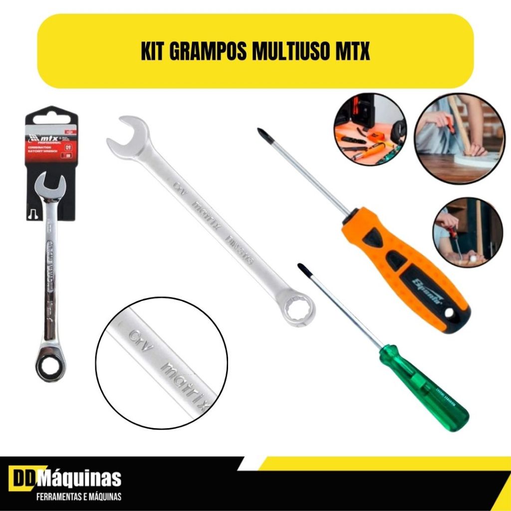 Kit De Chaves Combinada 19mm E 11mm + 1 Chave Phillips 3/16X4 + 1 Chave Phillips 3/16x6 - Sparta/Mtx