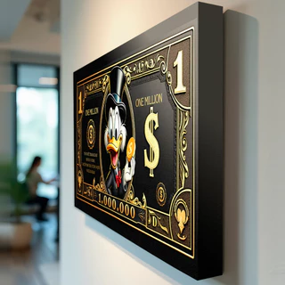 Quadro Cédula de 1 Milhão - Arte Clássica do Magnata dos Desenhos