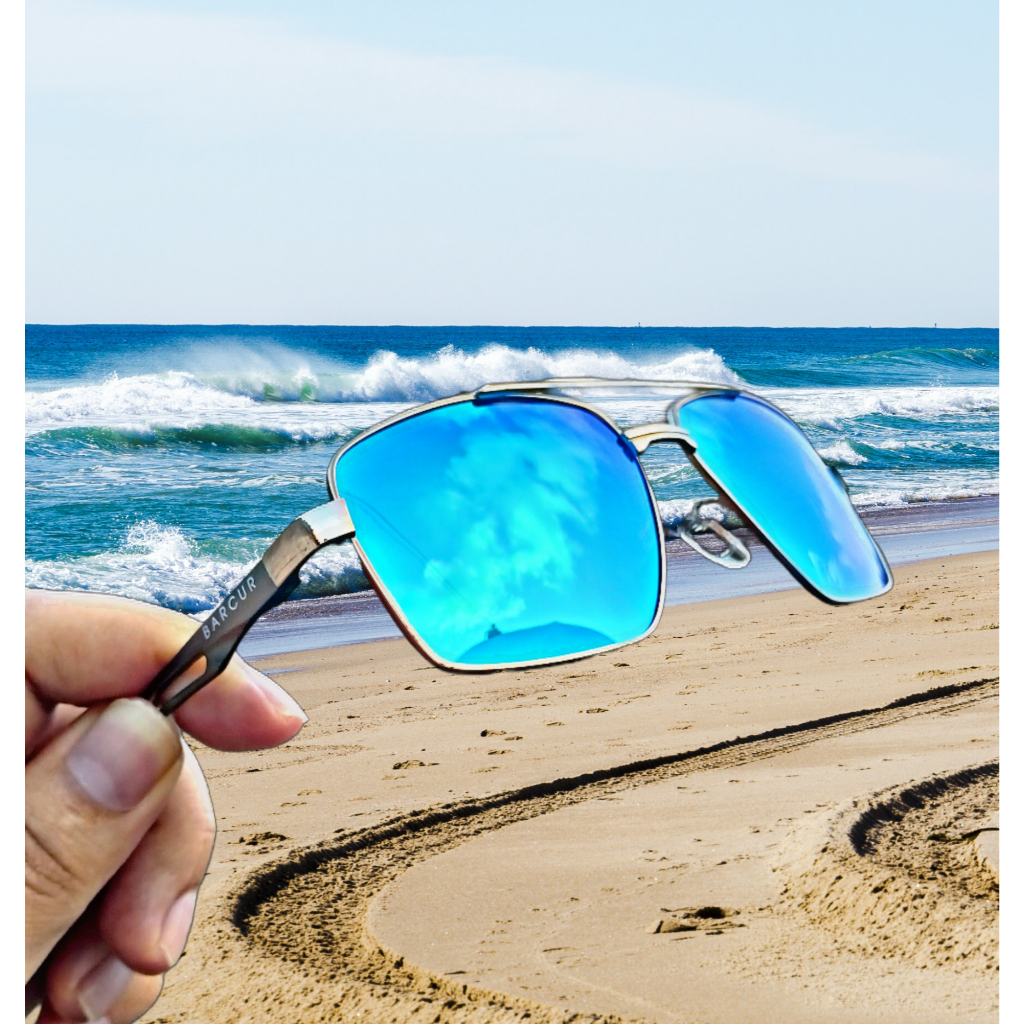 Oculos Azul Masculino de Sol Esportivo Espelhado Original Barcur Modelo ...