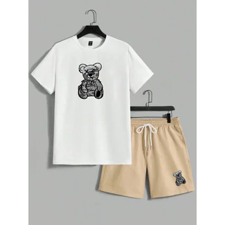Kit Camiseta 30.1 e Short Tectel Conjunto Urso New Jornal Urbans Life Masculino Lançamento Promoção