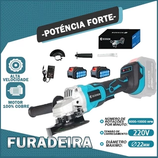 Esmerilhadeira Lixadeira Angular 820watts 115mm 4.1/2 11000rpm 220V-Bateria de lítio