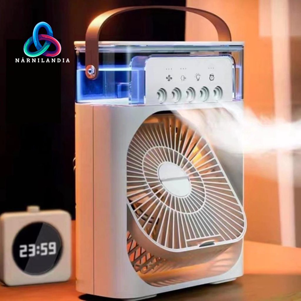 Refrigerador De Ar Ventilador Umidificador Portátil Com Led Reservatório De Água Led Tipo C USB